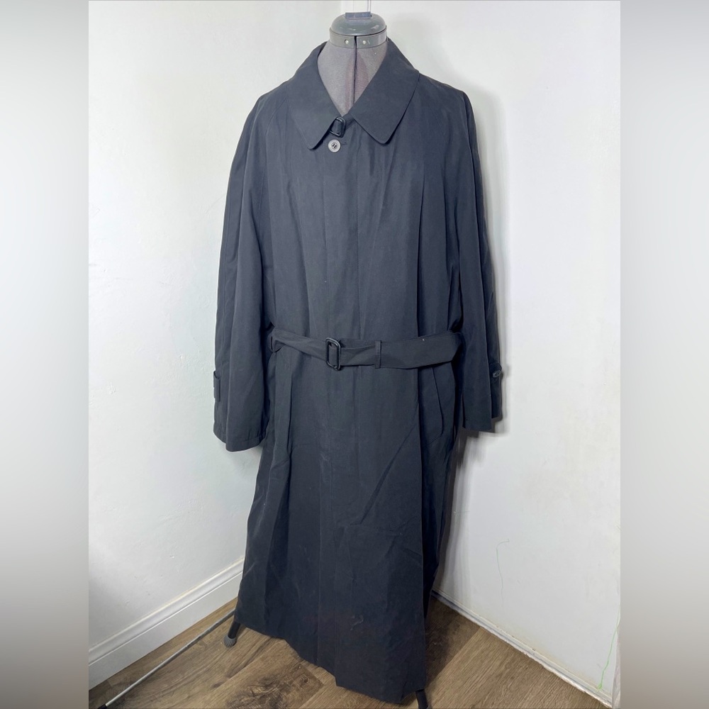 Vtg Newport Harbor Mens Duster Coat Jacket 90's Belted Liner